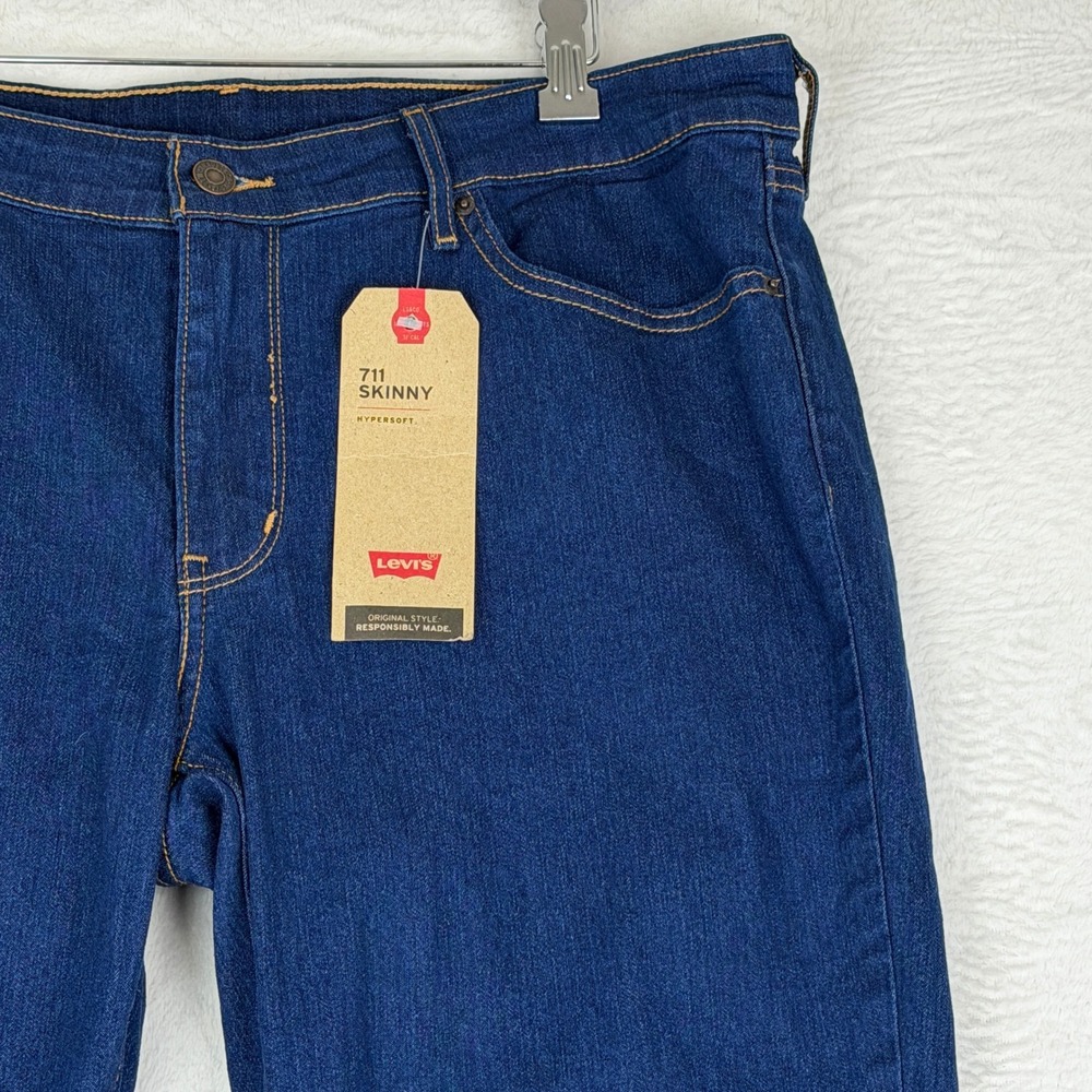 Levi's 711 Skinny Jeans Women 16 (33 x 30) Hypersoft Sculpt Dark Wash Denim - Picture 3 of 16